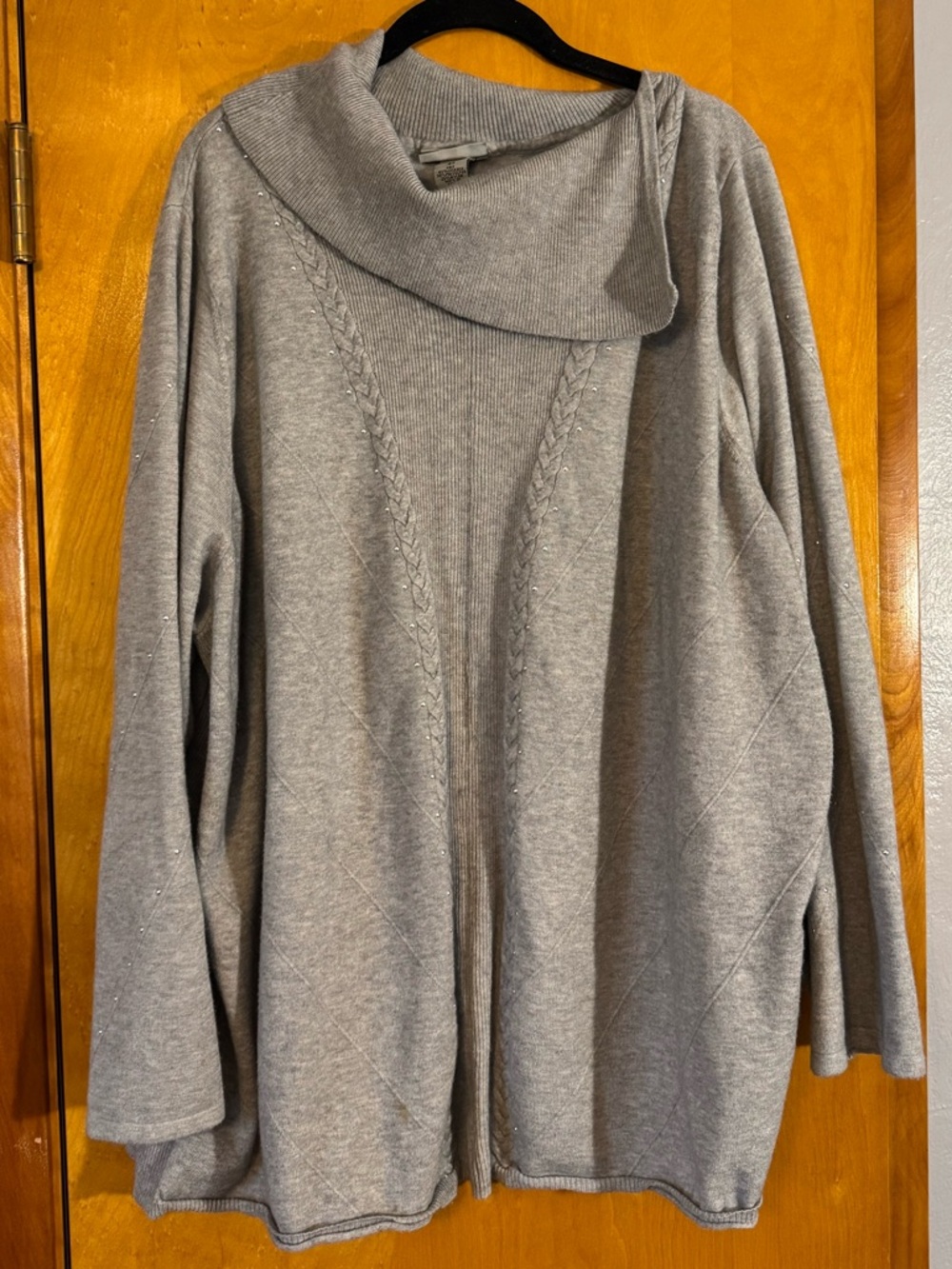 Catherines Light Gray Cowl Neck Tunic Sweater